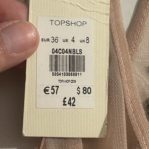 Topshop Womens Blouse Tank Sz 4 Soft Girl Romantic Neutral Cottagecore Boho - Picture 10 of 16